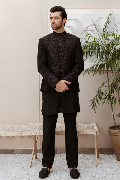 Black prince coat with kurta online pajama