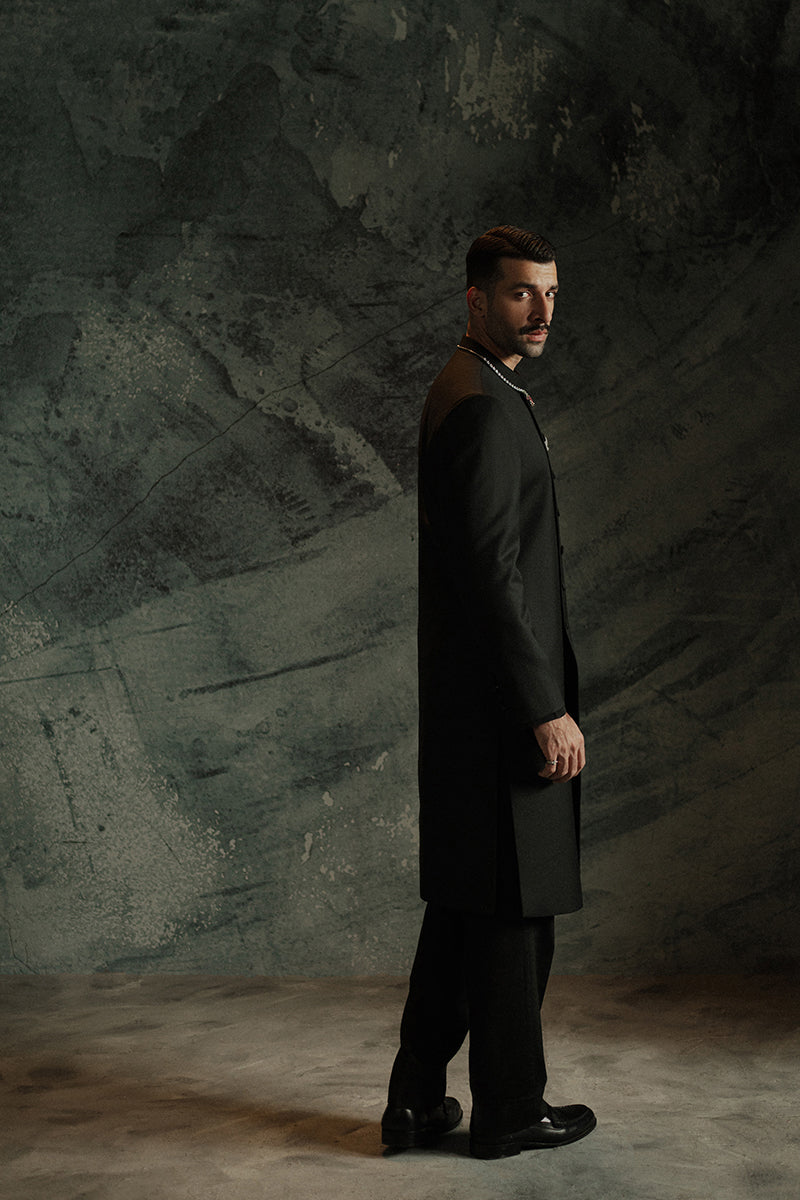 Royal black sherwani outfit for wedding occasions