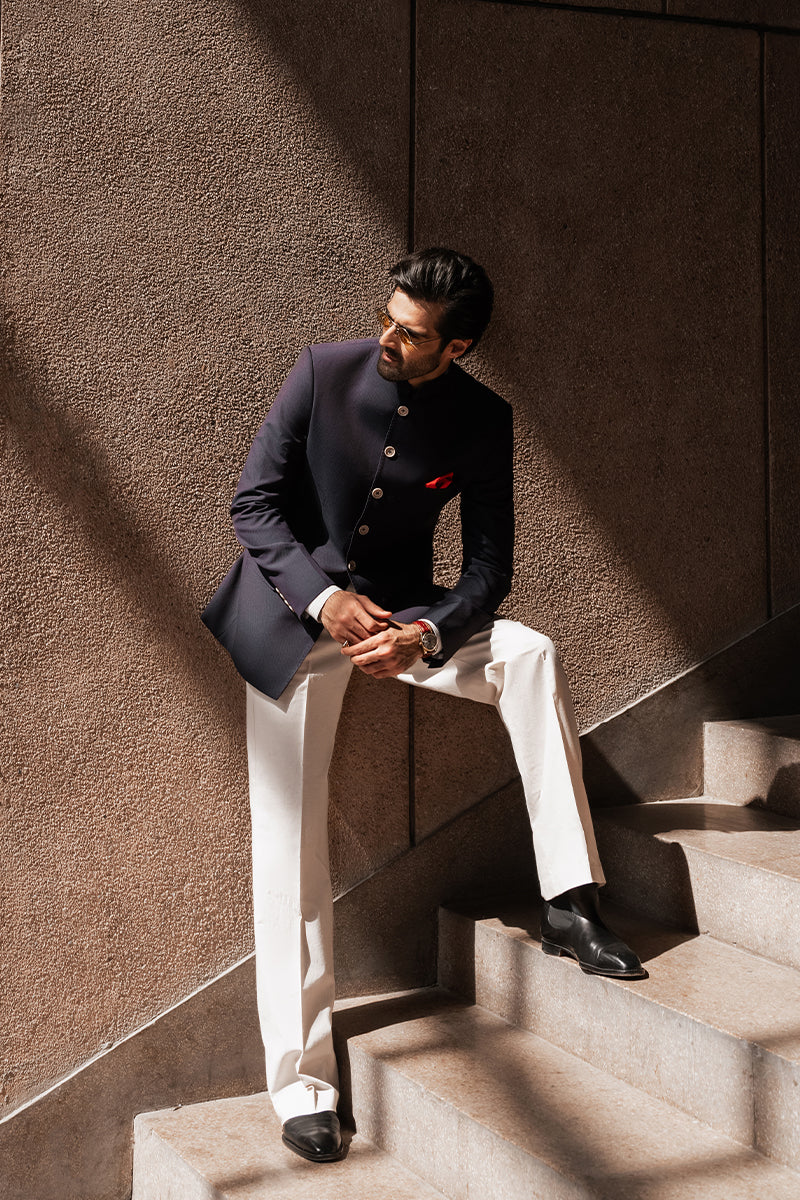 Navy Blue Prince Jacket – Republic by Omar Farooq