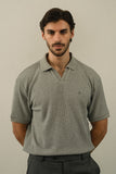 Grey Textured Polo Shirt